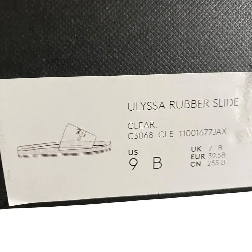 NIB Size 9B COACH Ulyssa Clear Water-Resistant Jelly Rubber Logo Slip-On Slides